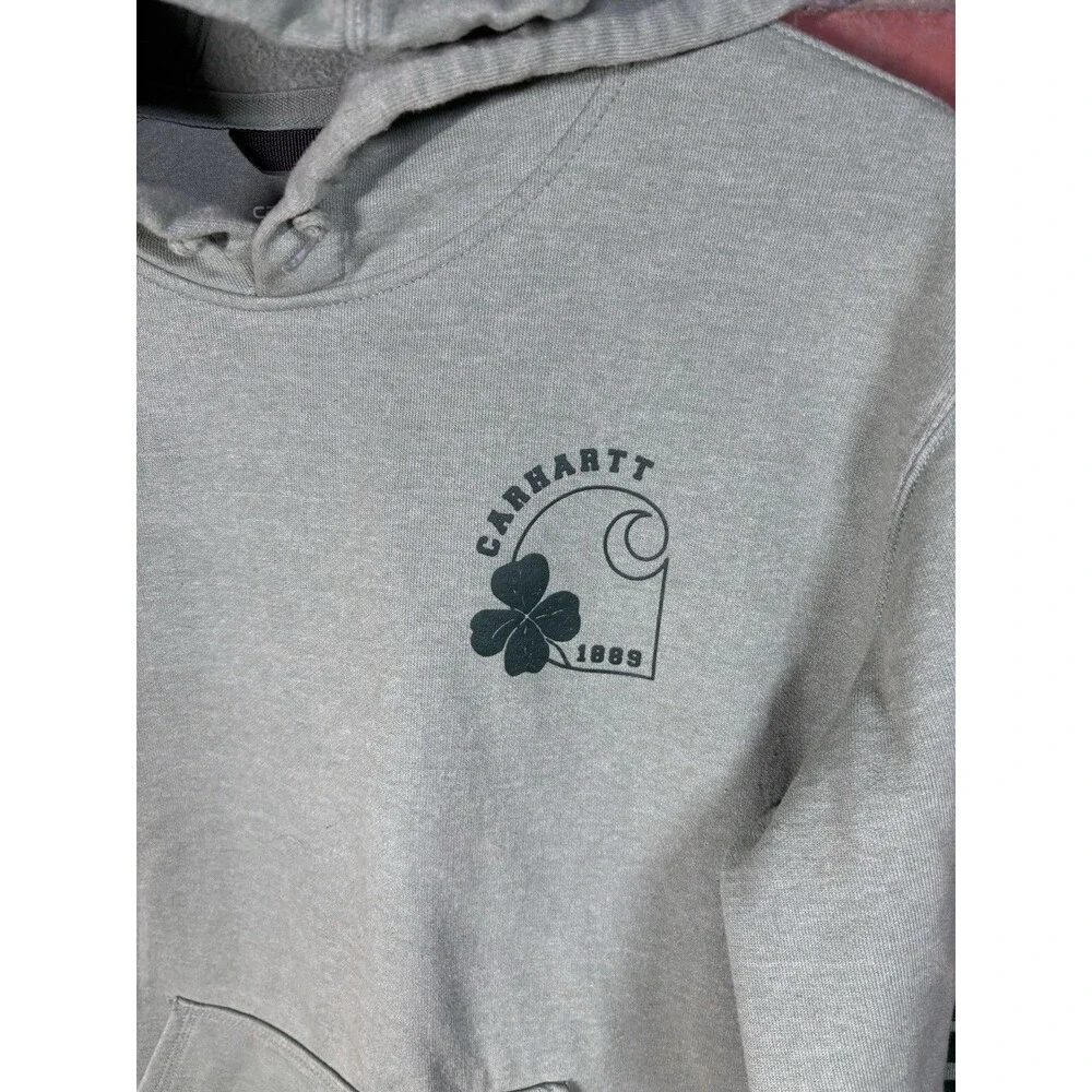 Carhartt Hoodie Sweatshirt Pullover Loose Fit Green Shamrock Irish Mens Medium